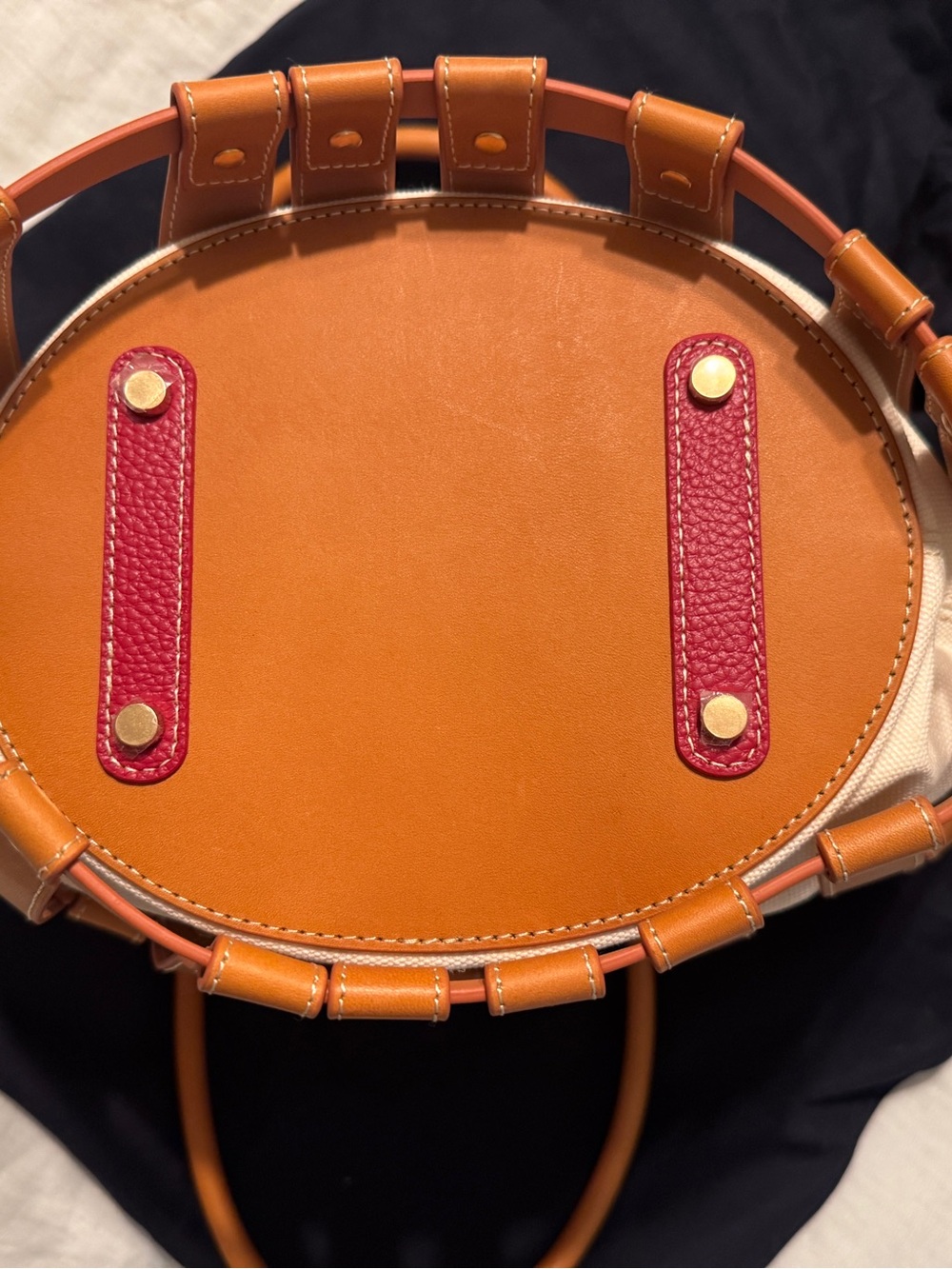 J. McLaughlin Parma Leather strapped Tote Bag in Tan and Canvas NWT - Picture 6 of 14
